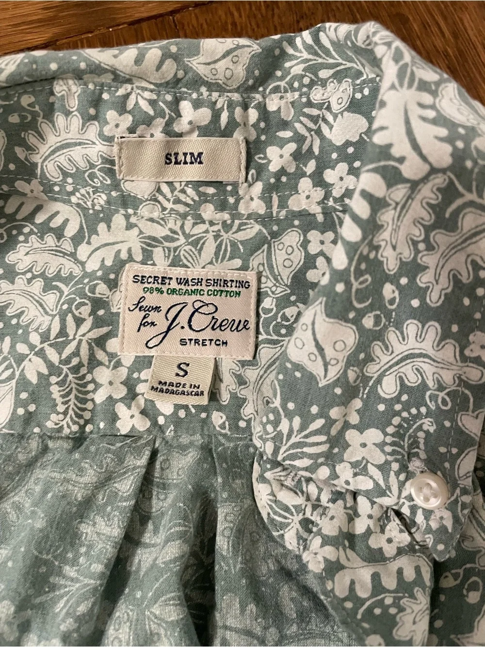 Jcrew men’s button up floral green white small